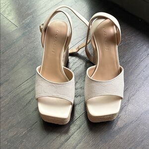 Coach Platform Sandals in Soft Cream with Ankle Strap